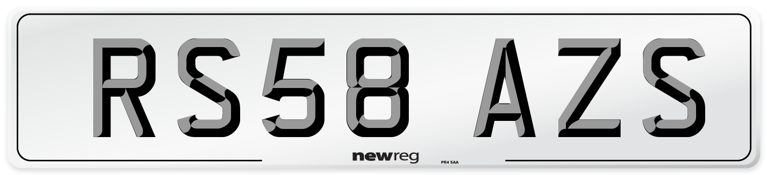 RS58 AZS Number Plate from New Reg